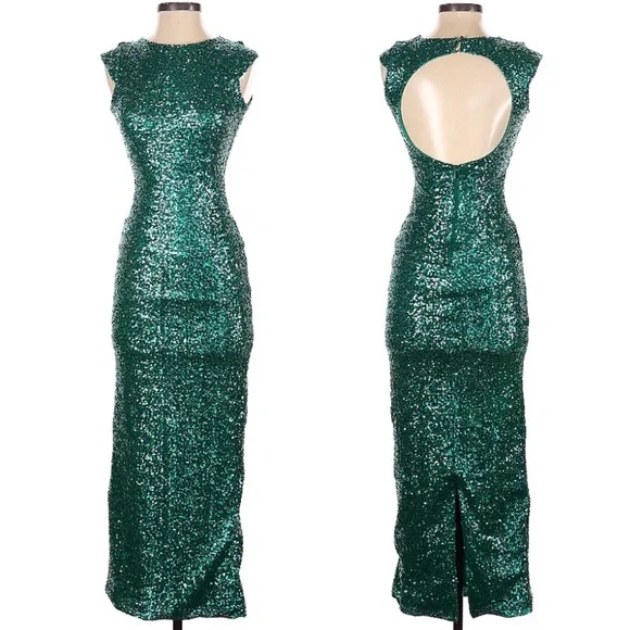 beach party mini dress Orion Dress in Green Sequin XS main image 1